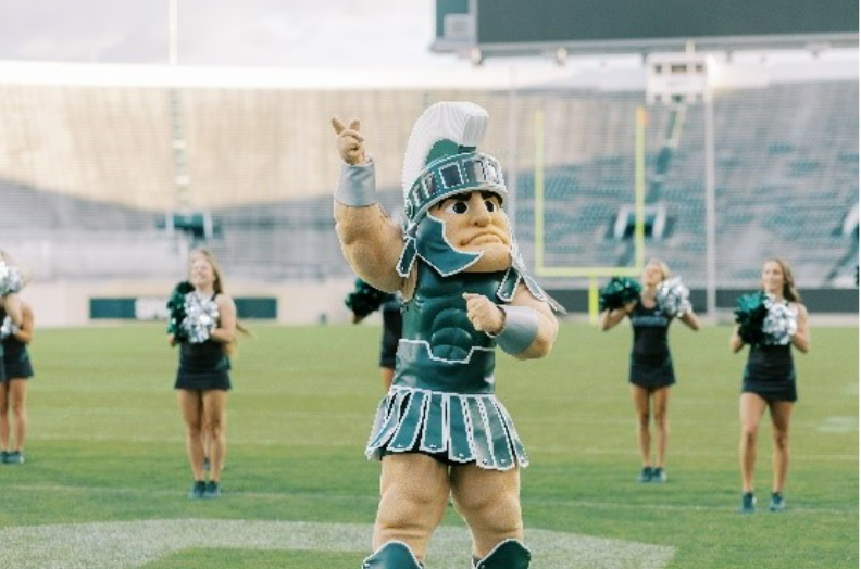 Sparty on the field at Spartan Stadium 